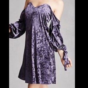 Purple Velvet Off the Shoulder Dress Alpha & Omega